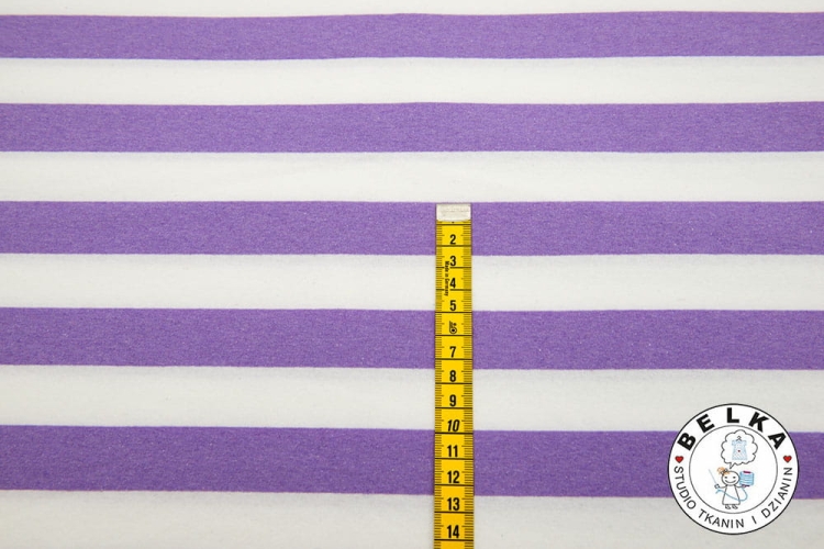 DZIANINA JERSEY PASY DZIANE BIAŁO FIOLETOWE-7974