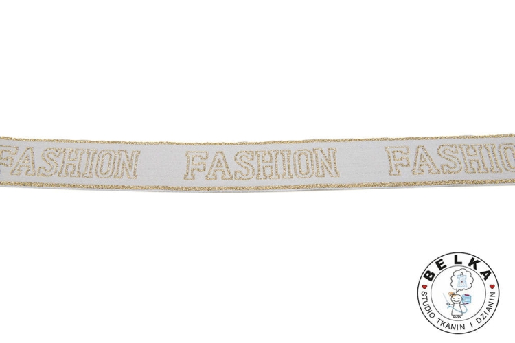 GUMA OZDOBNA SZER.4CM BIAŁA FASHION ZŁOTY-8001