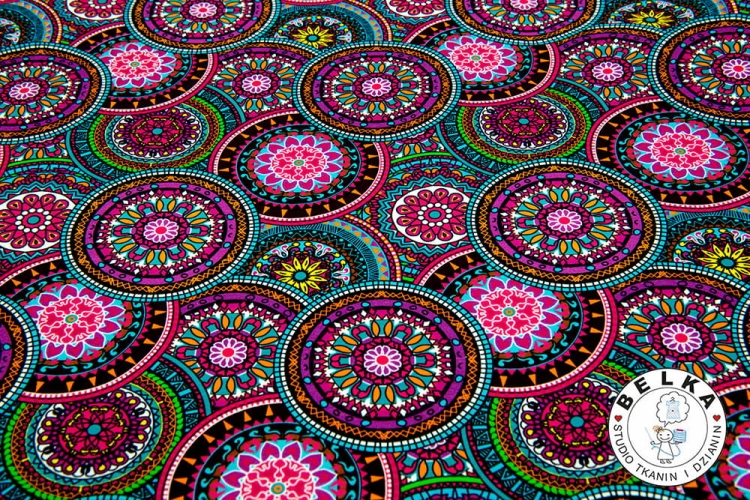 DZIANINA PĘTELKA CYFROWA ROZETKI RÓŻOWE-8088