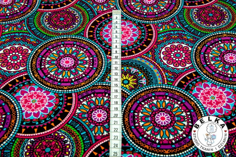 DZIANINA PĘTELKA CYFROWA ROZETKI RÓŻOWE-8089