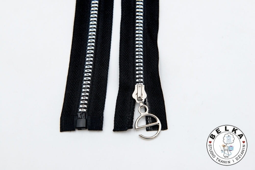 ZAMEK 60CM #5 KOSTKA ROZDZ.CZARNY OWAL SREBRNY-8126