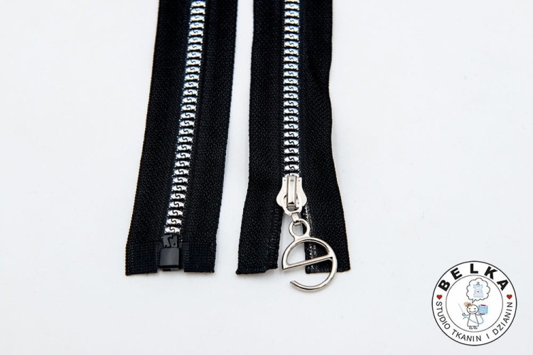 ZAMEK 60CM #5 KOSTKA ROZDZ.CZARNY OWAL SREBRNY-8126