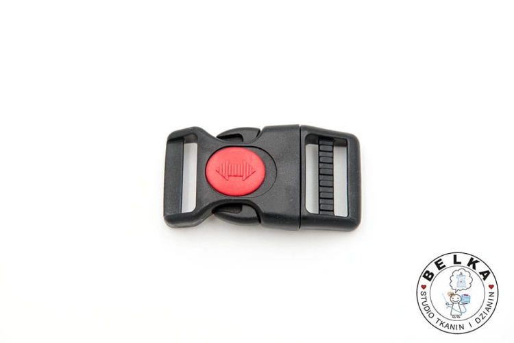 KLAMRA ZATRZASKOWA 20MM CZARNA BLOKADA CZERWONA-7850