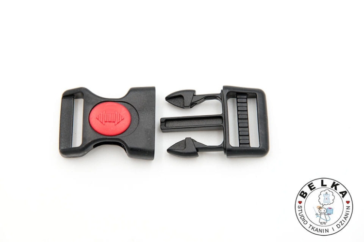 KLAMRA ZATRZASKOWA 15MM CZARNA BLOKADA CZERWONA-8332