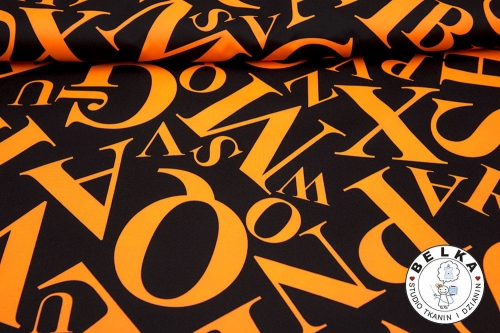 TKANINA WODOODPORNA LITERY POMARAŃ NEON-8804
