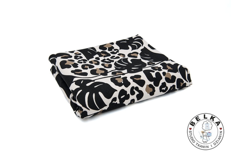 DZIANINA DRES. PĘTELKA CENTKI I LIŚCIE BLADY BEŻ-8887