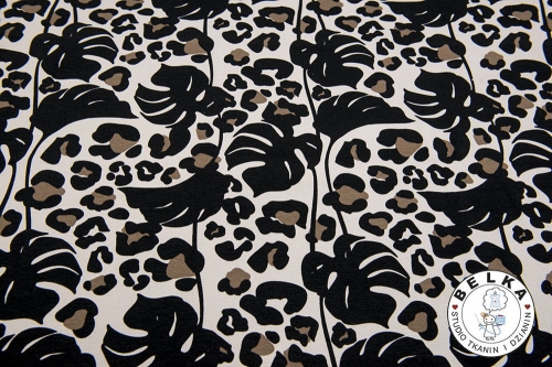 DZIANINA DRES. PĘTELKA CENTKI I LIŚCIE BLADY BEŻ-8888