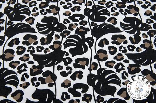 DZIANINA DRESÓWKA PĘTELKA CENTKI I LIŚCIE OFF WHIT-8882