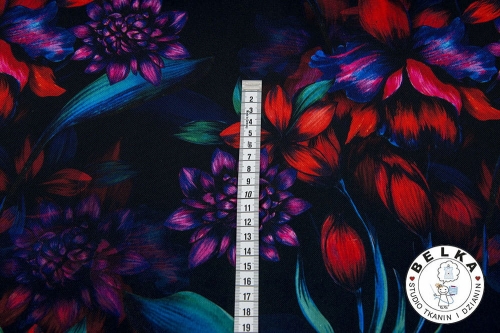 TKANINA WODOODPORNA CZERWONE KWIATY-8975