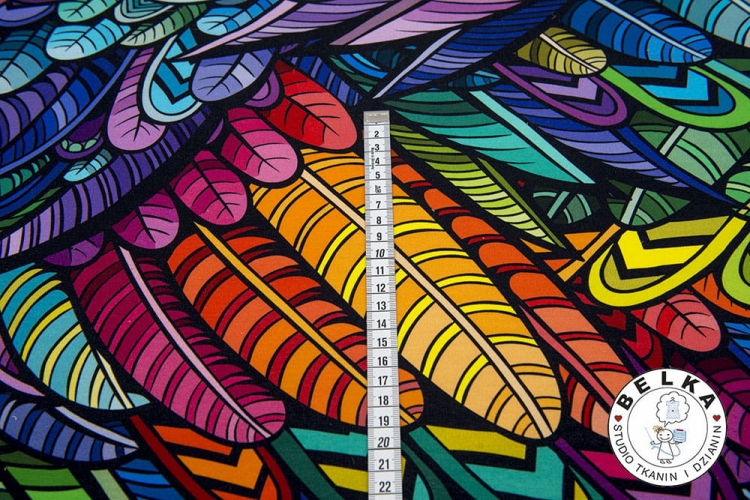 DZIANINA PĘTELKA CYFROWA KOLOROWE PIÓRA-9075