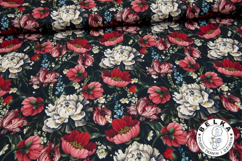 TKANINA WODOODPORNA BIAŁE PIWONIE-9479