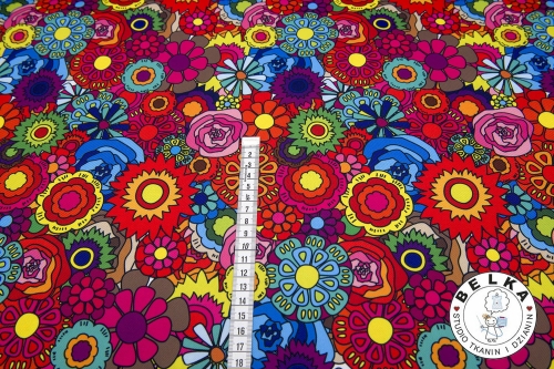 TKANINA WODOODPORNA CZERWONA ŁĄKA-10485
