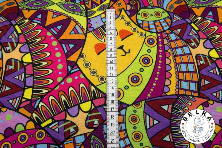 TKANINA WODOODPORNA ŻÓŁTE KOTY-10600