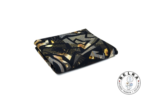 DZIANINA PĘTELKA CYFROWA GEOMETRIA MIODOWO CZARNA-10641