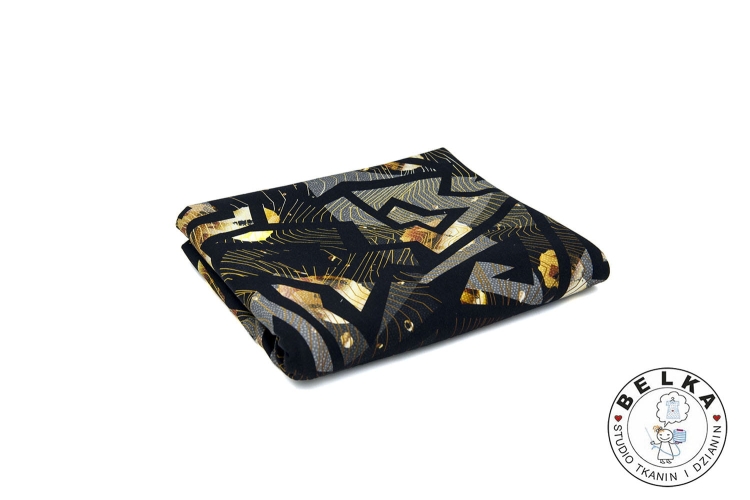 DZIANINA PĘTELKA CYFROWA GEOMETRIA MIODOWO CZARNA-10641