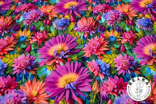 DZIANINA PĘTELKA CYFROWA KOLOROWY OGRÓD-10645