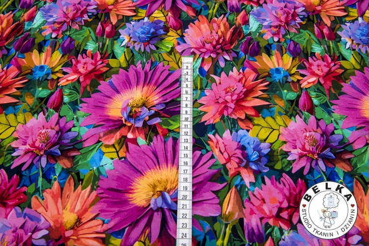 DZIANINA PĘTELKA CYFROWA KOLOROWY OGRÓD-10646