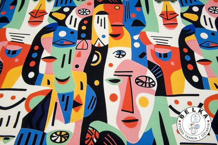 DZIANINA PĘTELKA CYFROWA TWARZE ART-10986