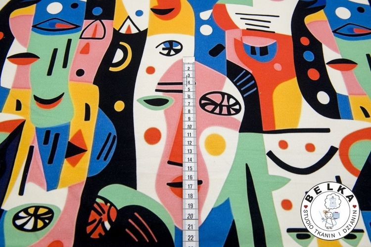 DZIANINA PĘTELKA CYFROWA TWARZE ART-10987