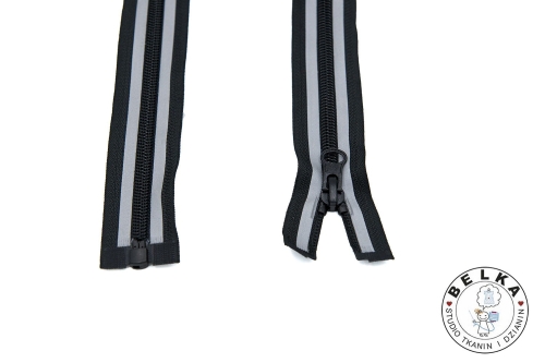 ZAMEK 70CM #5 SPIRALNY ROZDZIELCZY ODBLASK CZARNY-11026