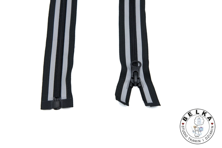 ZAMEK 70CM #5 SPIRALNY ROZDZIELCZY ODBLASK CZARNY-11026