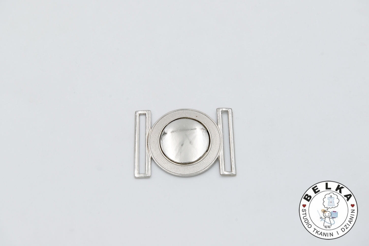 KLAMRA DO PASKA 4CM METALOWA SREBRNA KÓŁKO SZLACZE-11131