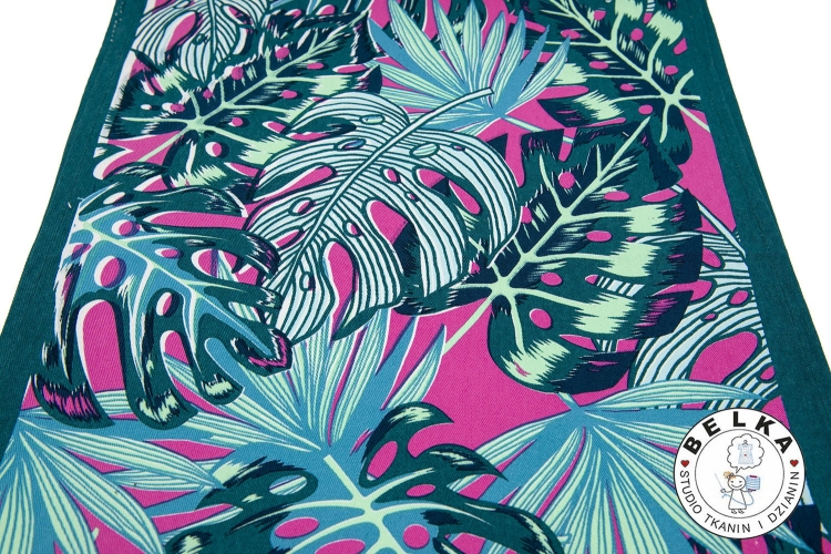 TKANINA LEŻAKOWA LP/45 MONSTERA FUKSJA-11243