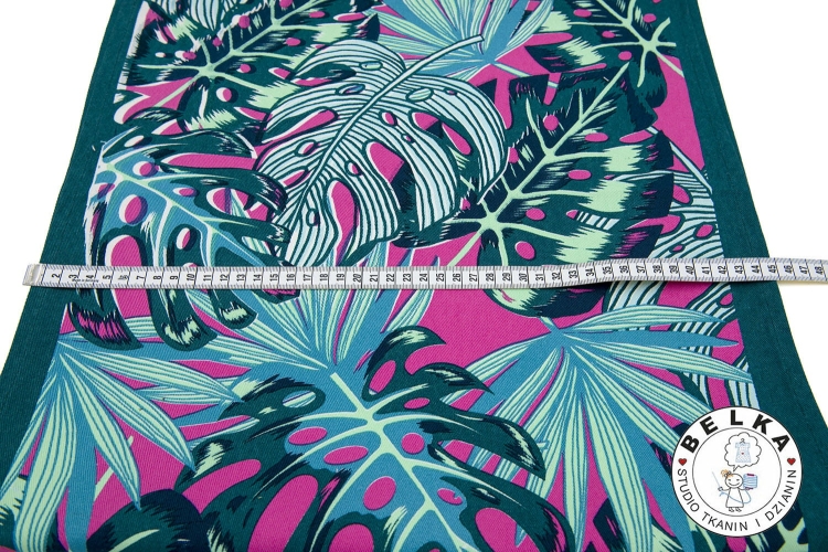 TKANINA LEŻAKOWA LP/45 MONSTERA FUKSJA-11244