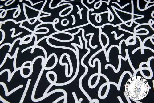 DZIANINA JERSEY ITY BIAŁO CZARNY WZÓR-11322