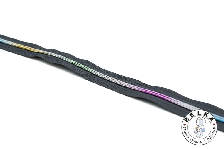 TAŚMA SUWAKOWA #5 SPIRALNA TĘCZOWA SZARA-11050