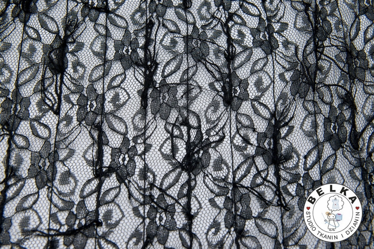 TKANINA KORONKA Z NITKAMI CZARNA-11531