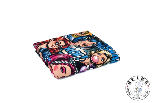 DZIANINA DRESÓWKA PĘTELKA CYFROWA KOMIKS PIN UP-11666