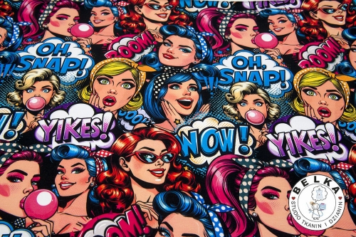 DZIANINA DRESÓWKA PĘTELKA CYFROWA KOMIKS PIN UP-11664