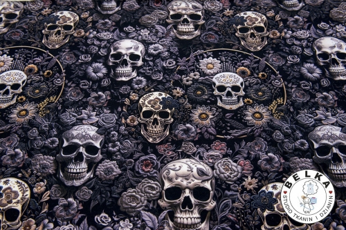 DZIANINA PĘTELKA CYFROWA CZASZKI-11712