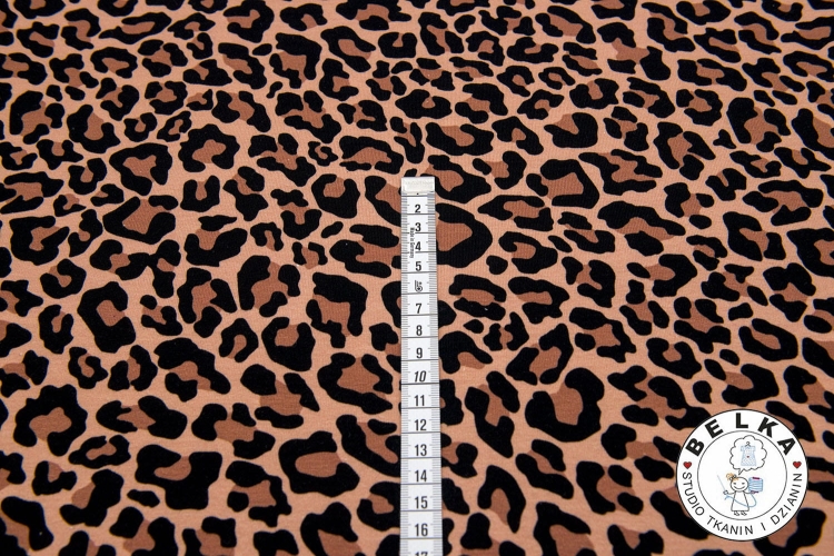 DZIANINA JERSEY CYFROWY CĘTKI BRĄZ-11719