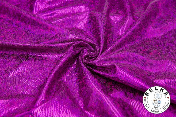 DZIANINA LYCRA HOLOGRAM ŁUSKI FUKSJA-11785