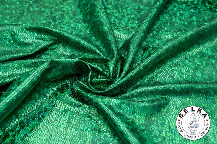 DZIANINA LYCRA HOLOGRAM ŁUSKI ZIELONY-11789