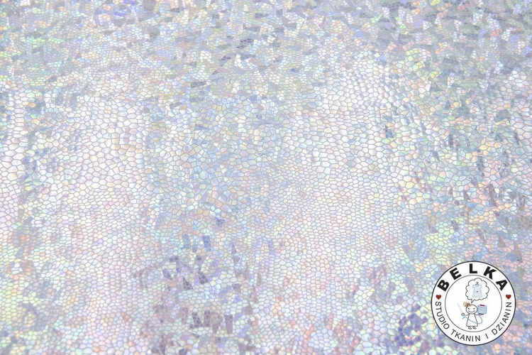 DZIANINA LYCRA HOLOGRAM ŁUSKI SREBRNY-11786