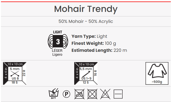WŁÓCZKA YARNART MOHAIR TRENDY KOLOR 107-11900