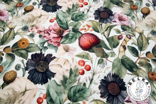 DZIANINA PĘTELKA CYFROWA KWIATY VINTAGE-12075