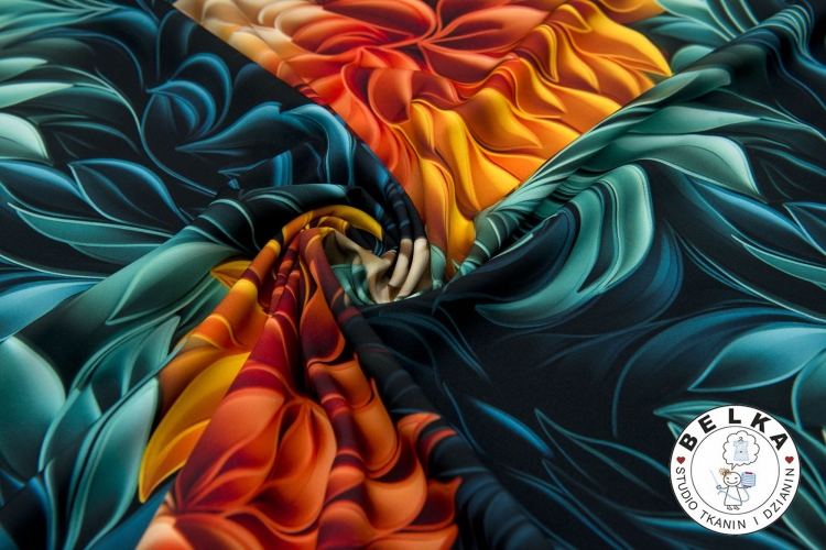 TKANINA SILK INDO LISTKI 3D-14117