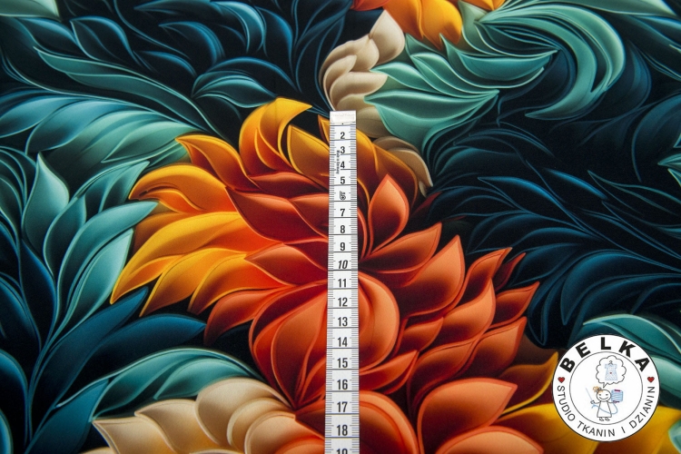 TKANINA SILK INDO LISTKI 3D-14116