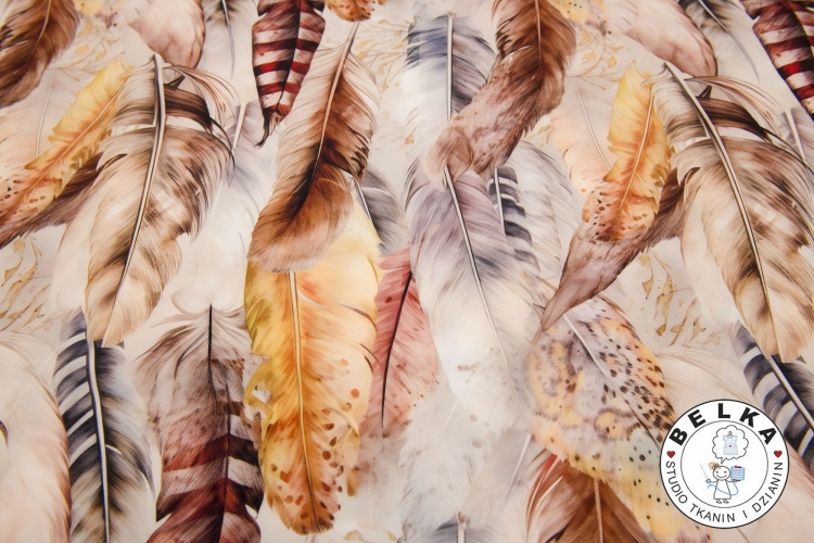 TKANINA SILK INDO PIÓRA BOHO-14118