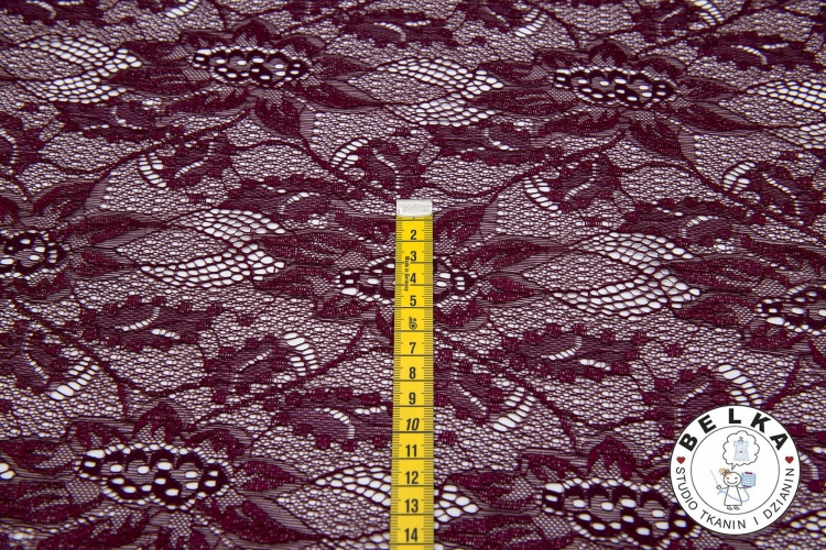 TKANINA KORONKA ELASTYCZNA BORDOWA / BURGUND-14384