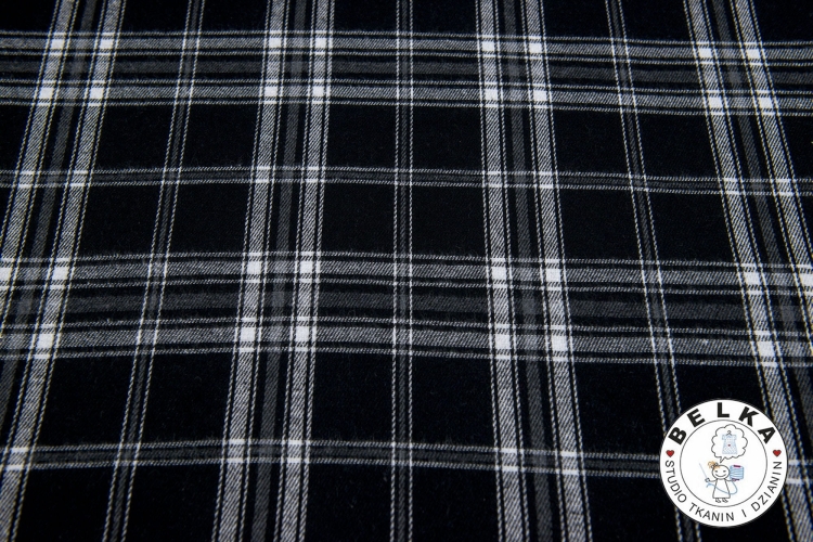 TKANINA ODZIEŻOWA FLAY KRATA CZARNO BIAŁA-14512
