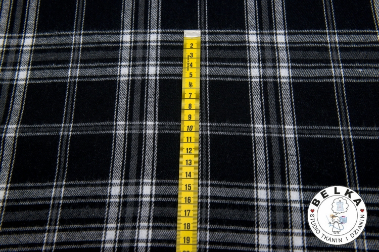 TKANINA ODZIEŻOWA FLAY KRATA CZARNO BIAŁA-14513