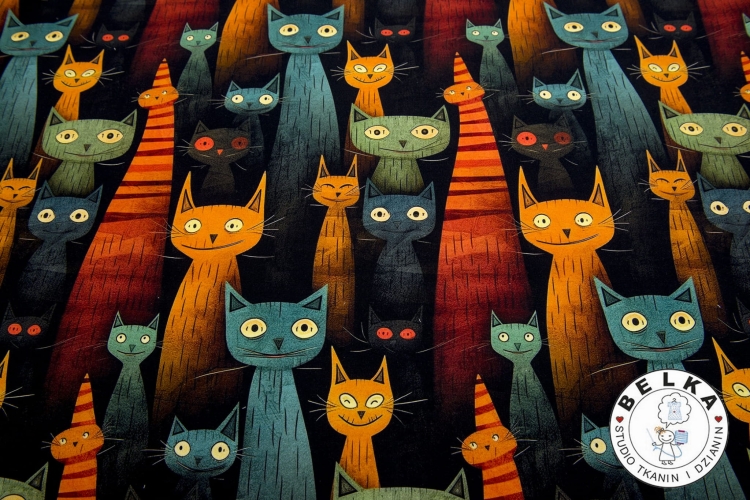 DZIANINA PĘTELKA CYFROWA TEATRALNE KOTY-14843