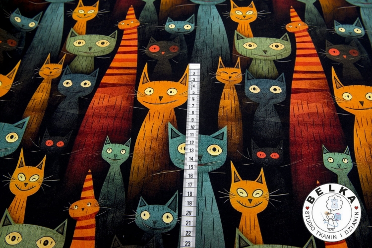 DZIANINA PĘTELKA CYFROWA TEATRALNE KOTY-14844