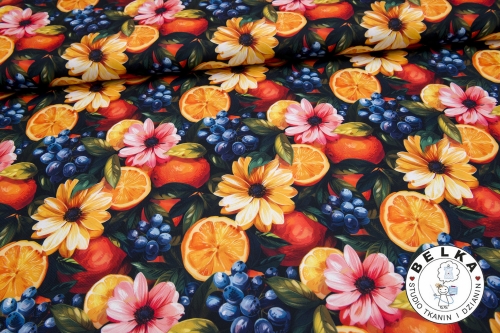 TKANINA WODOODPORNA KWIATY I WINOGRONA-15330