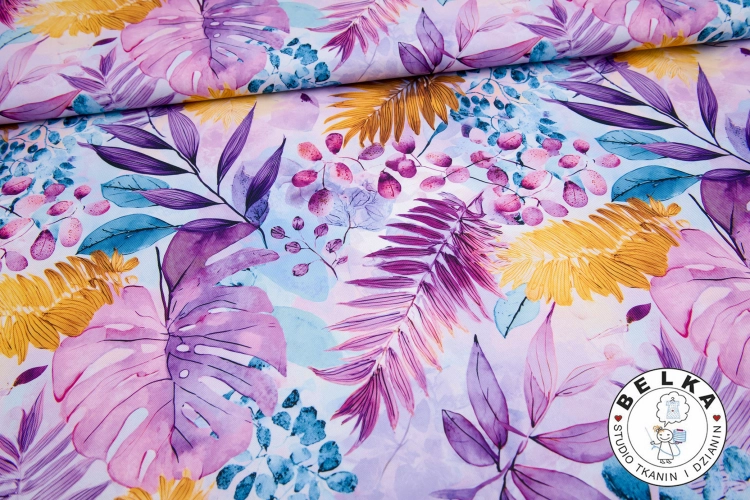 TKANINA WODOODPORNA MONSTERA FIOLET-15336